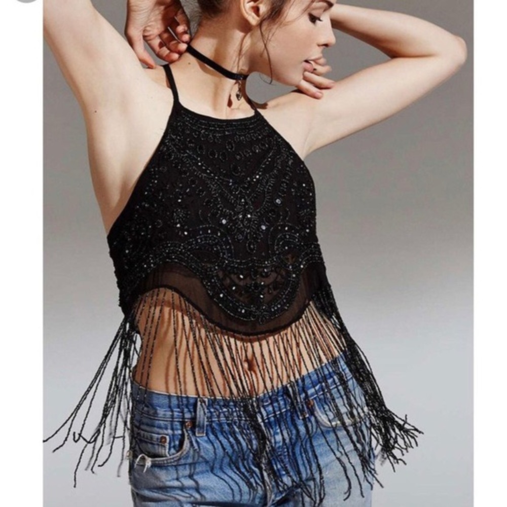 ‼️SOLD‼️NWT GORGEOUS BEADED FRINGE TOP
